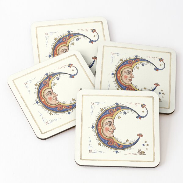 Item preview, The Phlegmatic Luna: Medieval Illuminated Crescent Moon and Snail-Hare Art designed and sold by FreiherrPK.