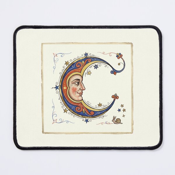 Item preview, The Phlegmatic Luna: Medieval Illuminated Crescent Moon and Snail-Hare Art designed and sold by FreiherrPK.