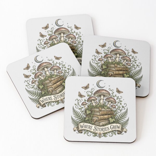 Item preview, Cottagecore Woodland Mushrooms Book Lovers Gift, Book Club Reader Gift, Book Lover Tote, Book Lover Sticker designed and sold by colorleafz.