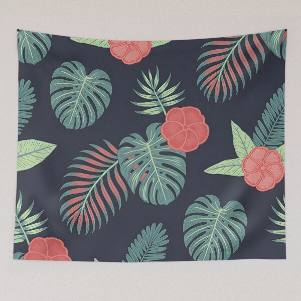 Item preview, Tropical Monstera and Hibiscus Floral Pattern designed and sold by ART BOND.