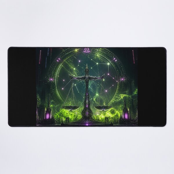 Item preview, Cyberpunk Libra Zodiac - Neon Gothic Mechanical Scales designed and sold by LazyDayzCo.