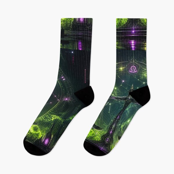 Item preview, Cyberpunk Libra Zodiac - Neon Gothic Mechanical Scales designed and sold by LazyDayzCo.