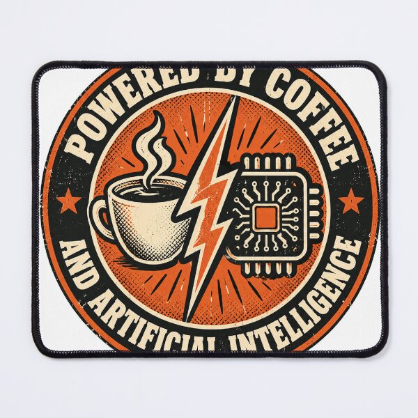 Item preview, Powered by Coffee and AI Shirt | Funny Tech Lover Tee | Trendy Coffee Addict Graphic T-Shirt designed and sold by RokomariFabric.