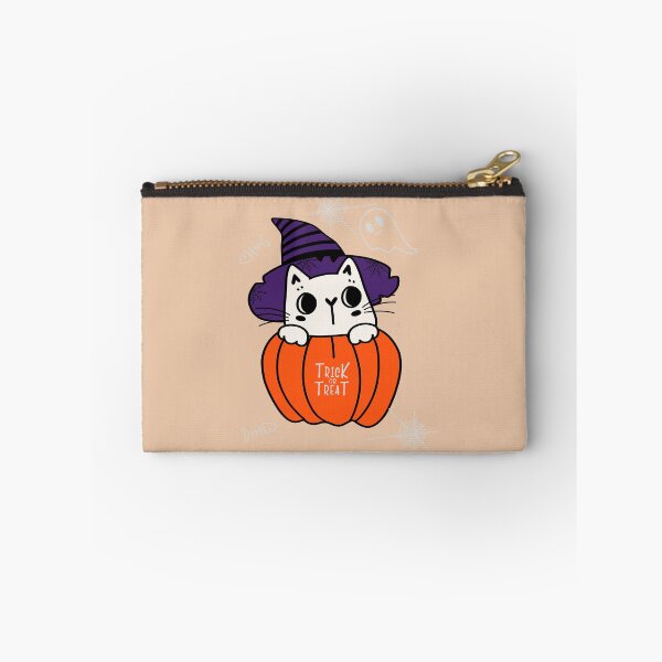 Item preview, Trick of Treat White Cat with Pumpkin Costume and Magic Hat designed and sold by AlginaPugachova.