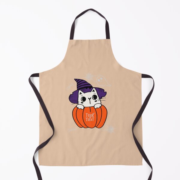 Item preview, Trick of Treat White Cat with Pumpkin Costume and Magic Hat designed and sold by AlginaPugachova.