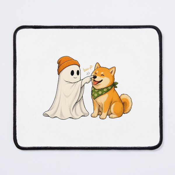 Aperçu de l'œuvre Fantôme qui fait un bisou au nez d'un chien heureux, drôle et mignon créée et vendue par OlyvieArt.