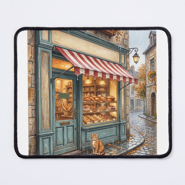 Item preview, Autumn Patisserie Facade - Cozy French Bakery Storybook Illustration designed and sold by MissoStudio.