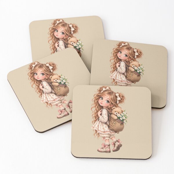 Item preview, Cute Anime Girl with Teddy Bear and Flowers designed and sold by GRFORA.