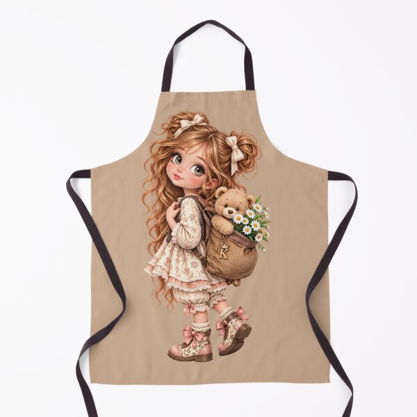 Item preview, Cute Anime Girl with Teddy Bear and Flowers designed and sold by GRFORA.