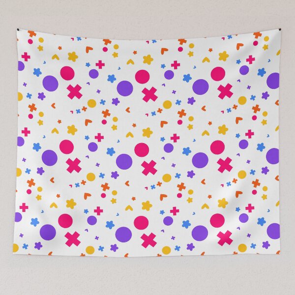 Item preview, Colorful Playful Geometric Seamless Pattern with Abstract Flowers Hearts and Circles designed and sold by vienaphi.