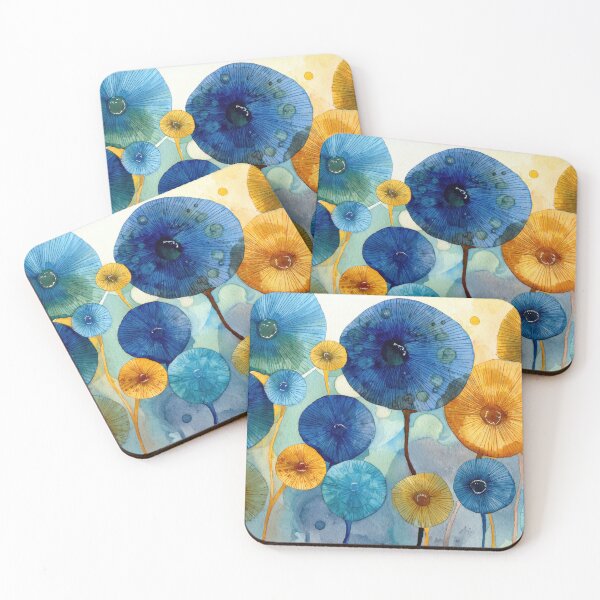 Item preview, Colorful flower shapes on a canvas designed and sold by anytka.