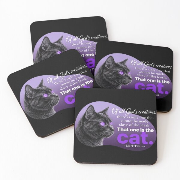Item preview, That One Is The Cat - Mark Twain Quote - Black Cat With Purple Eyes designed and sold by Vibe-Vary.