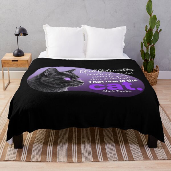 Item preview, That One Is The Cat - Mark Twain Quote - Black Cat With Purple Eyes designed and sold by Vibe-Vary.