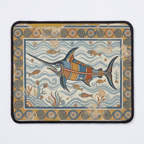 Item preview, The Aegean Charger: Minoan Bronze Age Swordfish Marine Fresco Art designed and sold by FreiherrPK.