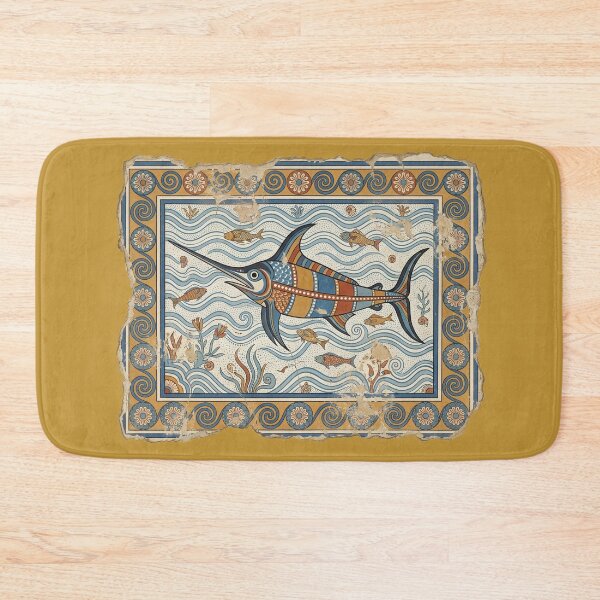 Item preview, The Aegean Charger: Minoan Bronze Age Swordfish Marine Fresco Art designed and sold by FreiherrPK.
