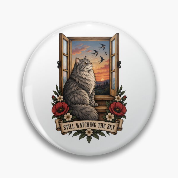 Item preview, Still Watching The Sky Window Cat Art designed and sold by Old's Cool Cat Studio.