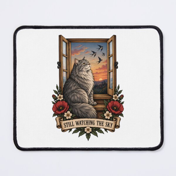 Item preview, Still Watching The Sky Window Cat Art designed and sold by Old's Cool Cat Studio.