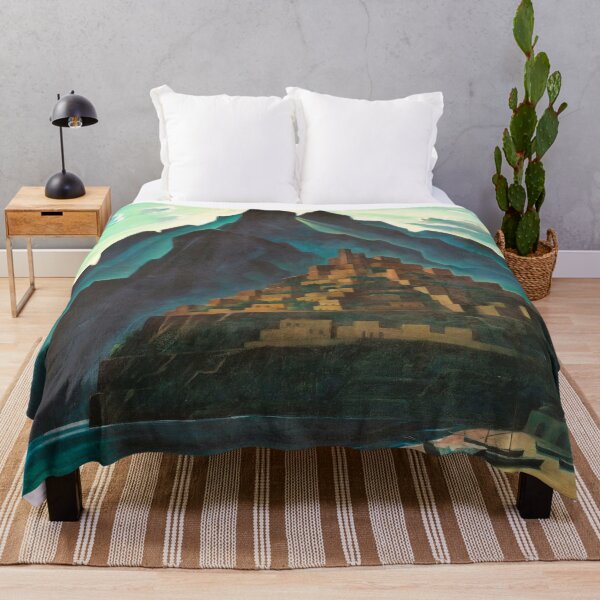 Item preview, Morning sunlight spilling over Positano, Amalfi Coast, Italy Tyrrhenian sea landscape painting print by Adolf Erbsloh designed and sold by Jéanpaul Ferro.