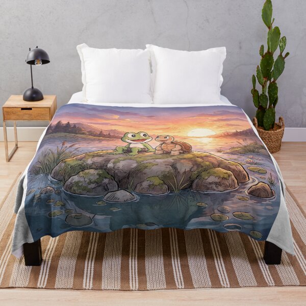 Item preview, Turtle Frog Friends Enjoying The Sunset designed and sold by Home Decor Art.