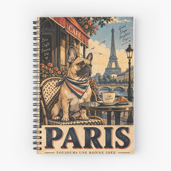 Item preview, French Bulldog Paris Café Poster designed and sold by A Light Worker.