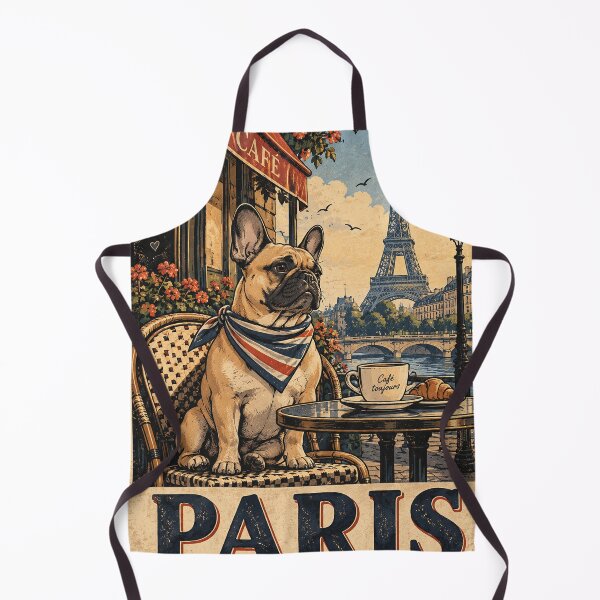 Item preview, French Bulldog Paris Café Poster designed and sold by A Light Worker.