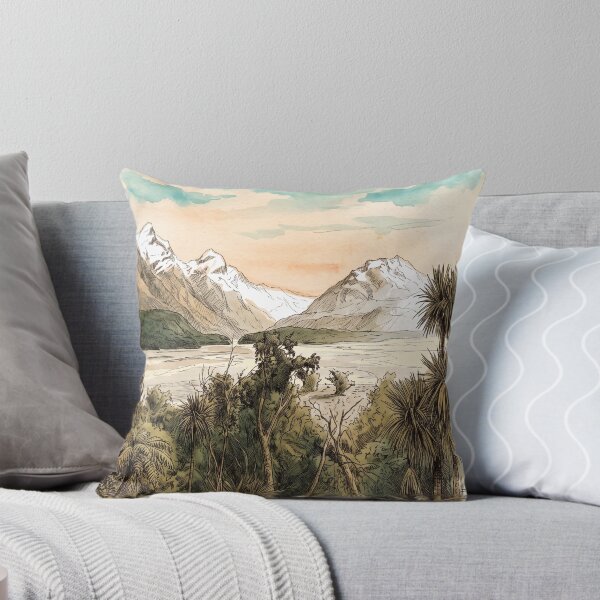 Item preview, The Primeval Rift: New Zealand Alpine Valley and Cabbage Tree Landscape Art designed and sold by FreiherrPK.