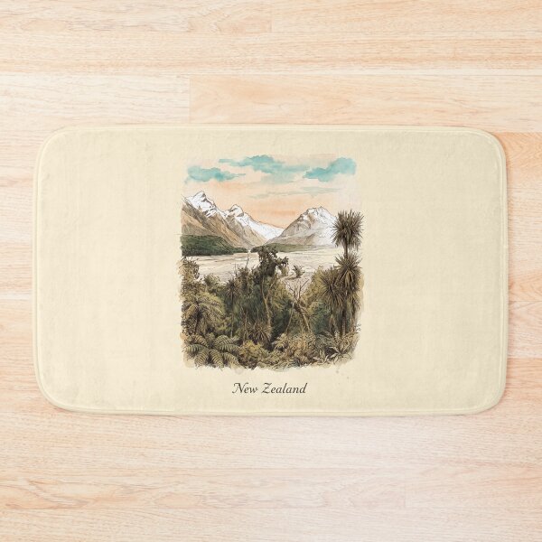 Item preview, The Primeval Rift: New Zealand Alpine Valley and Cabbage Tree Landscape Art designed and sold by FreiherrPK.