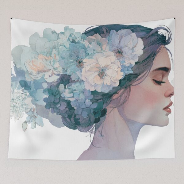 Item preview, Woman with flowers in her hair designed and sold by anytka.