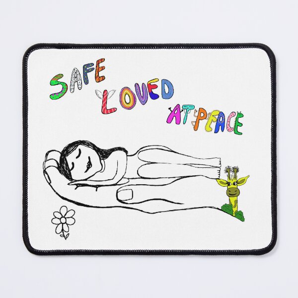 Item preview, save - loved - at peace , Girl Sleeping in Protective Hand | Self care stickers designed and sold by khy-art-print.