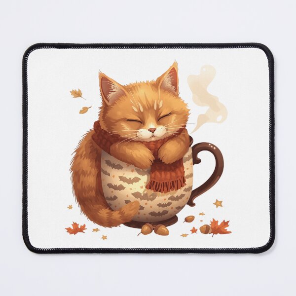 Item preview, Cozy Autumn Cat In Teacup Coffee designed and sold by OlesiaCraft.