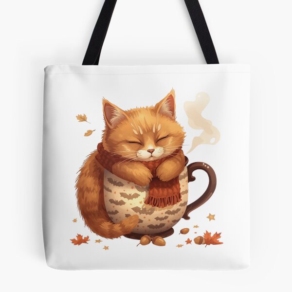 Item preview, Cozy Autumn Cat In Teacup Coffee designed and sold by OlesiaCraft.