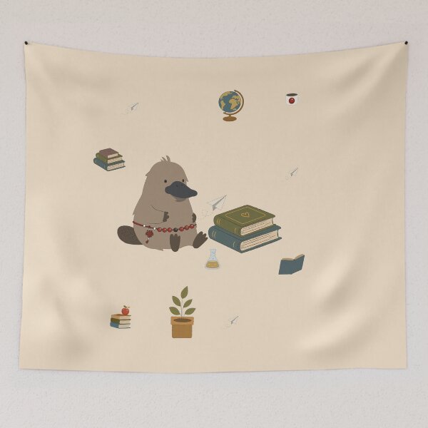 Item preview, Cute Platypus Character with Books and School Supplies designed and sold by TatinkaArtskill.