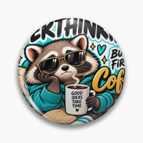 Item preview, Currently Overthinking But First Coffee — Funny Raccoon Sticker designed and sold by Ettevehs.