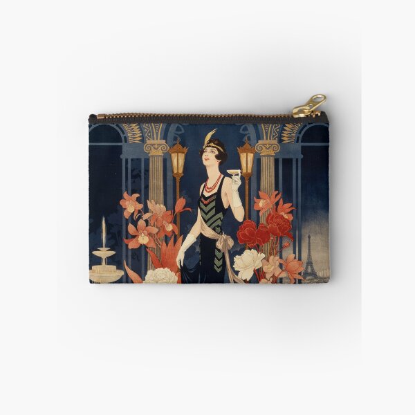 Artikelvorschau, Art-déco-Stil, Pariser Nachtgarten, Mode der 1920er Jahre, Kunstdruck entworfen und verkauft von Tamas Das.