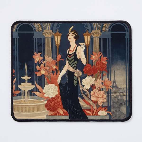 Item preview, Art Deco Parisian Night Garden 1920s French Fashion Plate Print designed and sold by Tamas Das.