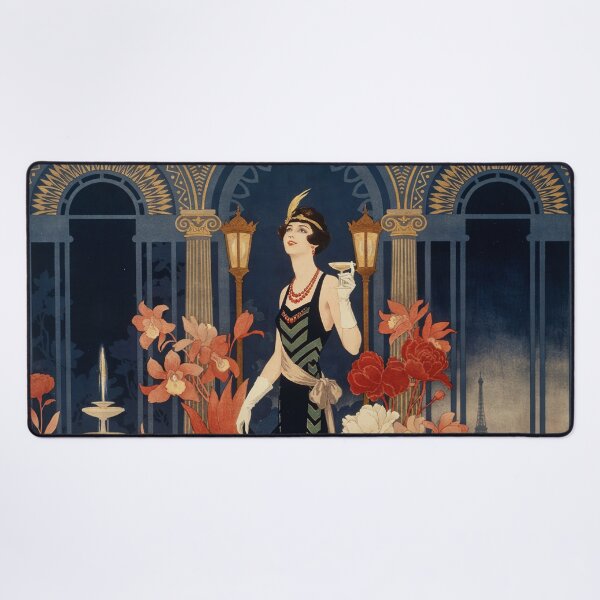 Item preview, Art Deco Parisian Night Garden 1920s French Fashion Plate Print designed and sold by Tamas Das.