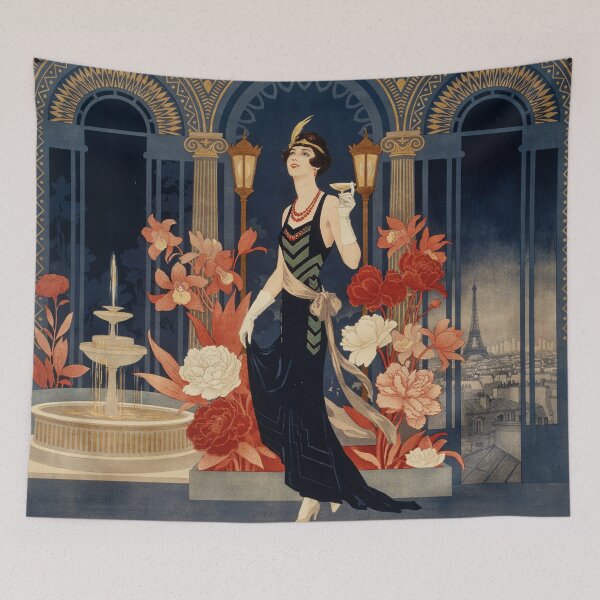 Item preview, Art Deco Parisian Night Garden 1920s French Fashion Plate Print designed and sold by Tamas Das.