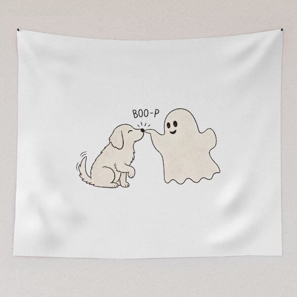 Item preview, Cute Ghost Booping Dog Playful Boo-P Design designed and sold by Dmo3HarkoArt.