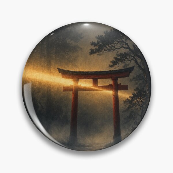 Item preview, Torii at First Light — Japanese Forest Gate Art designed and sold by HikariKageArt.
