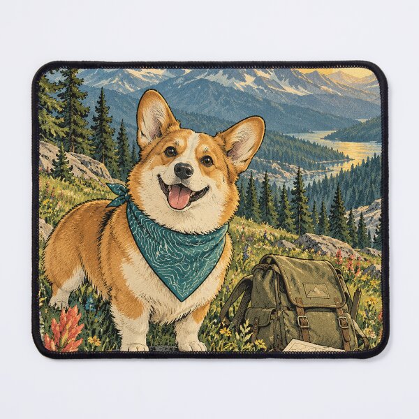 Item preview, Corgi Wildflower Mountain Adventure designed and sold by A Light Worker.