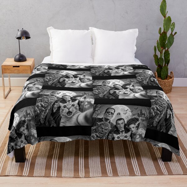 Item preview, Cat Selfie with Classic Horror Monsters Halloween Comedy designed and sold by Glow-Paw-Studio.