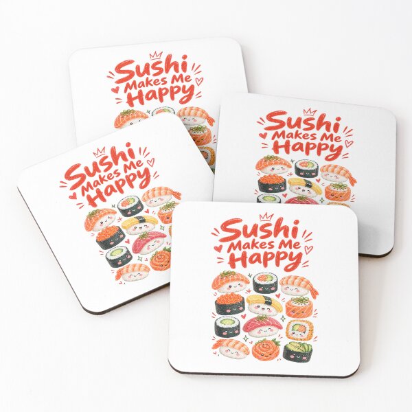 Item preview, Sushi Makes Me Happy Cute Watercolor Sushi designed and sold by Verycutethings.