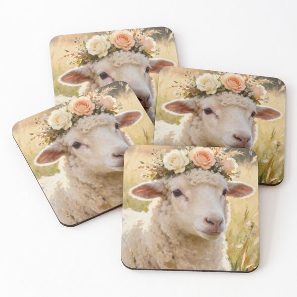 Item preview, Floral Crown Sheep Print - Sheep Wall Art - A3 A4 A5 Farm Animal Art - Cottagecore Farmhouse Decor designed and sold by QuietCanvasArtworks.