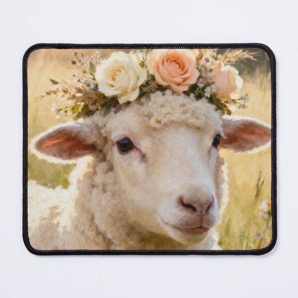 Item preview, Floral Crown Sheep Print - Sheep Wall Art - A3 A4 A5 Farm Animal Art - Cottagecore Farmhouse Decor designed and sold by QuietCanvasArtworks.