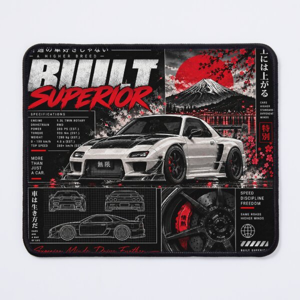 Item preview, Built Superior – Automotive Japanese Car Culture Street Car Poster designed and sold by MidnightPistons.