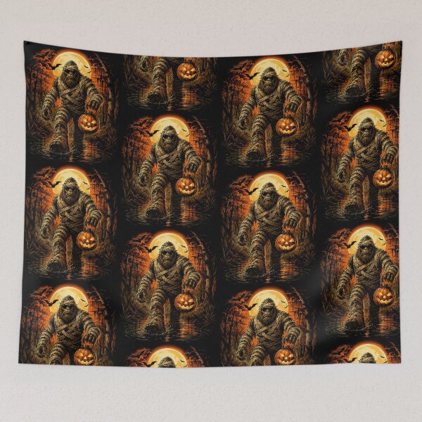 Item preview, Mummy Bigfoot Jack O Lantern Halloween Moonlit Swamp designed and sold by OddPopARt.