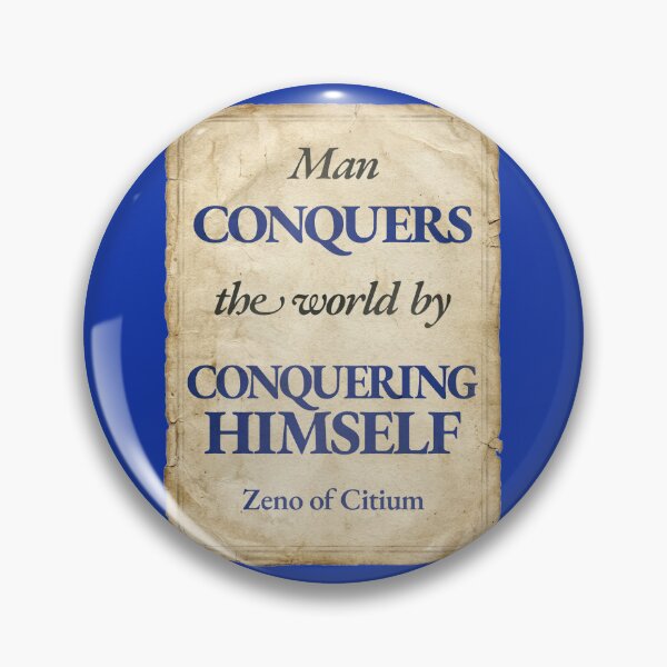 Item preview, Man Conquers the World by Conquering Himself - Zeno of Citium - Vintage Distressed Stoic Quote - Egyptian Blue Version designed and sold by Stoic Core.