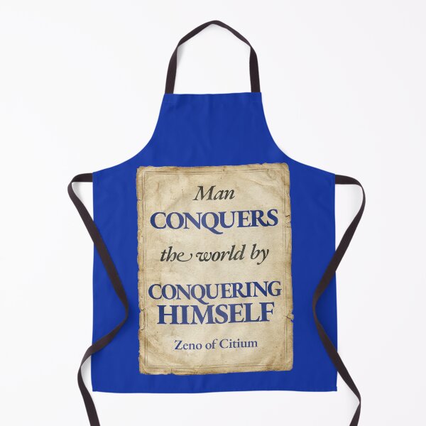Item preview, Man Conquers the World by Conquering Himself - Zeno of Citium - Vintage Distressed Stoic Quote - Egyptian Blue Version designed and sold by Stoic Core.