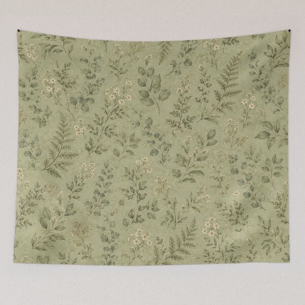 Item preview, Sage Botanical Vintage Cottage Pattern designed and sold by FairyArtCottage.