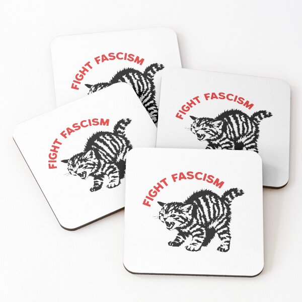 Item preview, Fight Fascism Angry Cat Political Activist Statement designed and sold by Glow-Paw-Studio.
